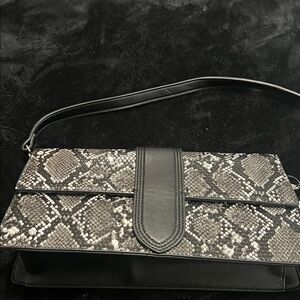 Black Snake-Print Shoulder Bag
